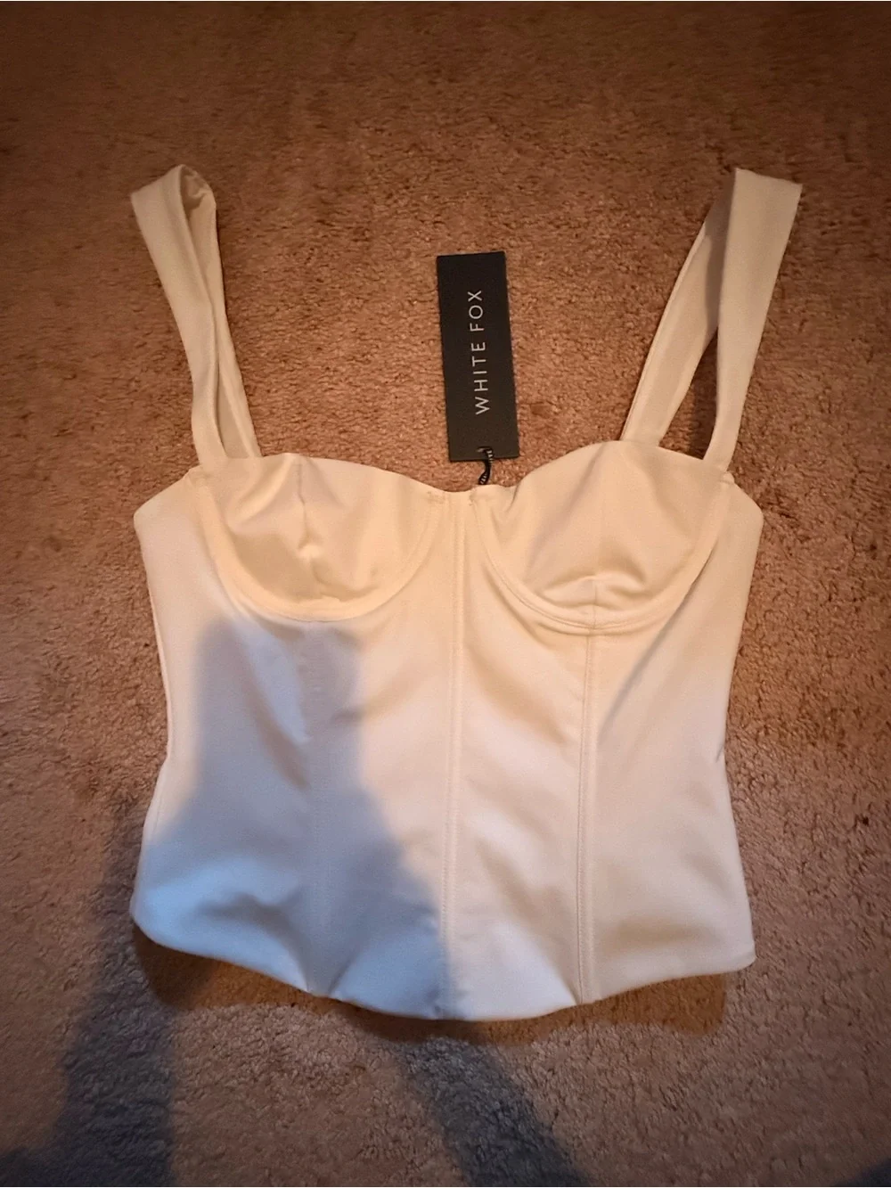 White Fox Boutique Ivory Structured Bustier Bodysuit - Picture 2 of 4